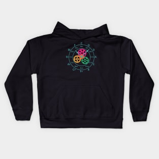 Circle of Fifths Mechanical Clock Style Teal Blue Kids Hoodie